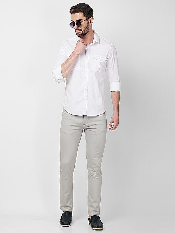 Killer Men White Slim Fit Solid Shirts