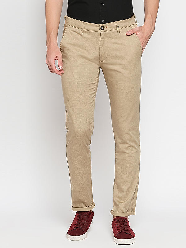 Killer Men Khaki Solid Slim Fit Trousers