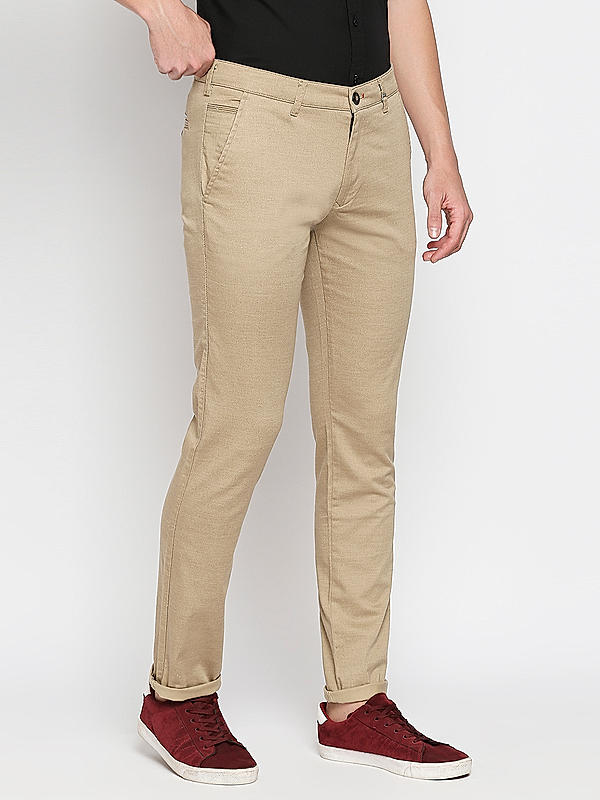 Killer Men Khaki Solid Slim Fit Trousers