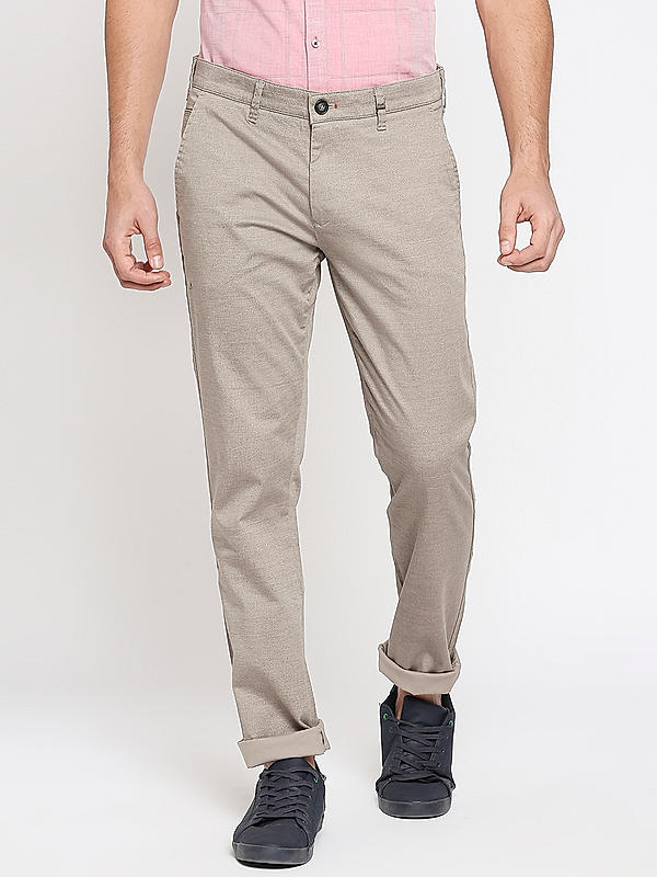 Killer Men Light Brown Solid Slim Fit Trousers