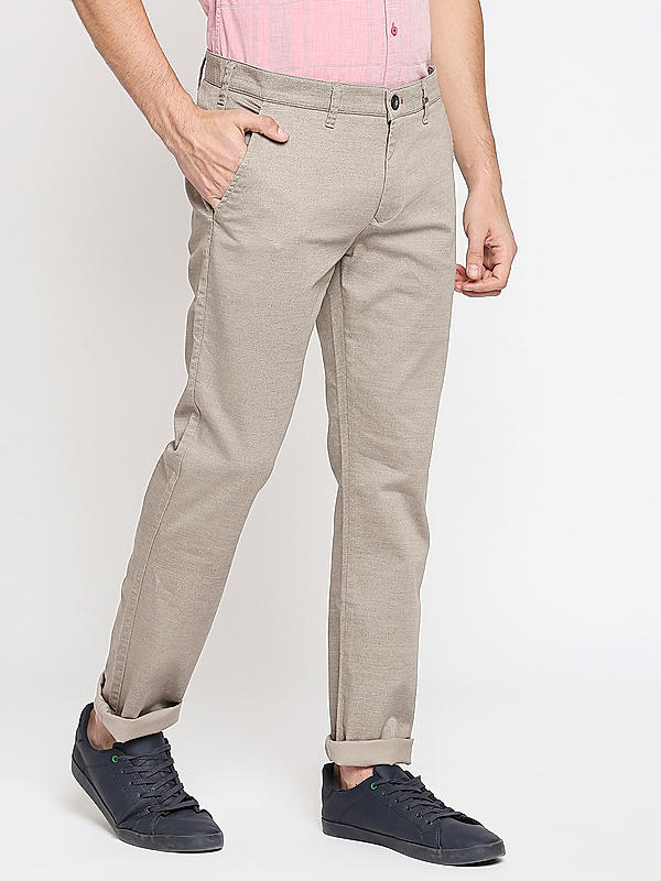 Killer Men Light Brown Solid Slim Fit Trousers