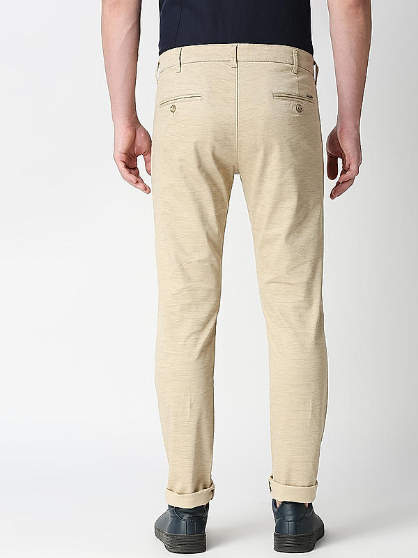 Killer Men Khaki Solid Slim Fit Trousers