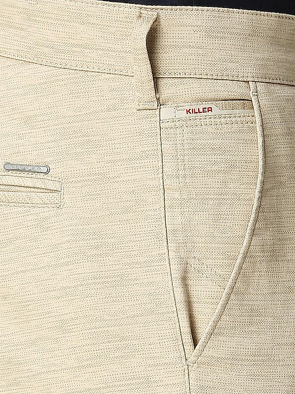 Killer Men Khaki Solid Slim Fit Trousers