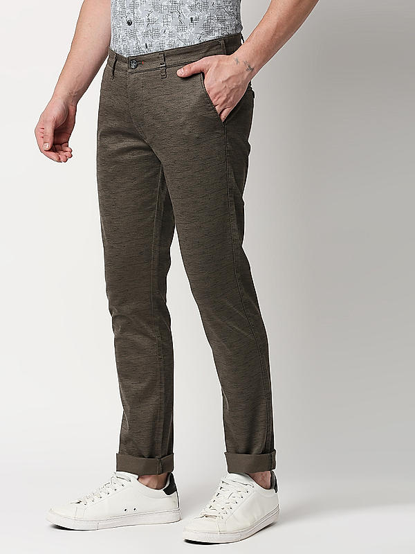 Killer Men Olive Solid Slim Fit Trousers