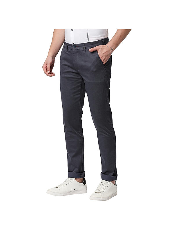 Killer Men Navy Blue Solid Slim Fit Trousers