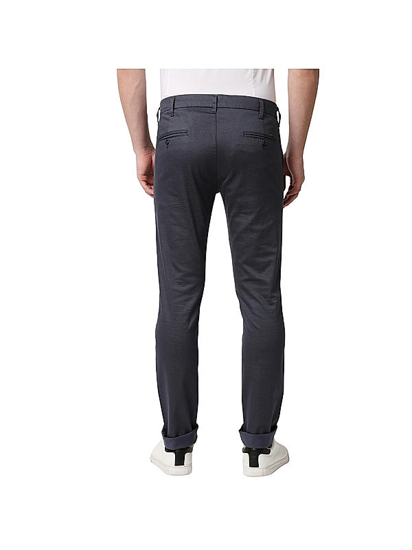 Killer Men Navy Blue Solid Slim Fit Trousers