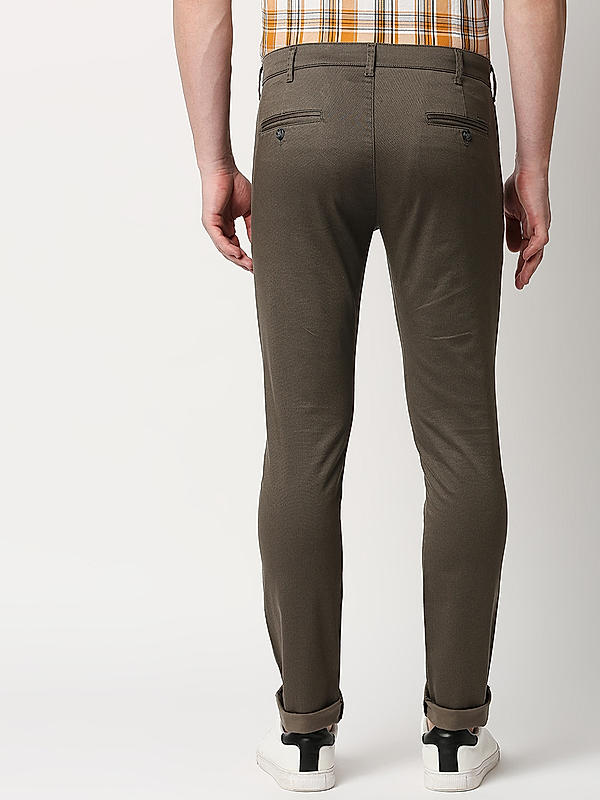 Killer Men Olive Solid Slim Fit Trousers