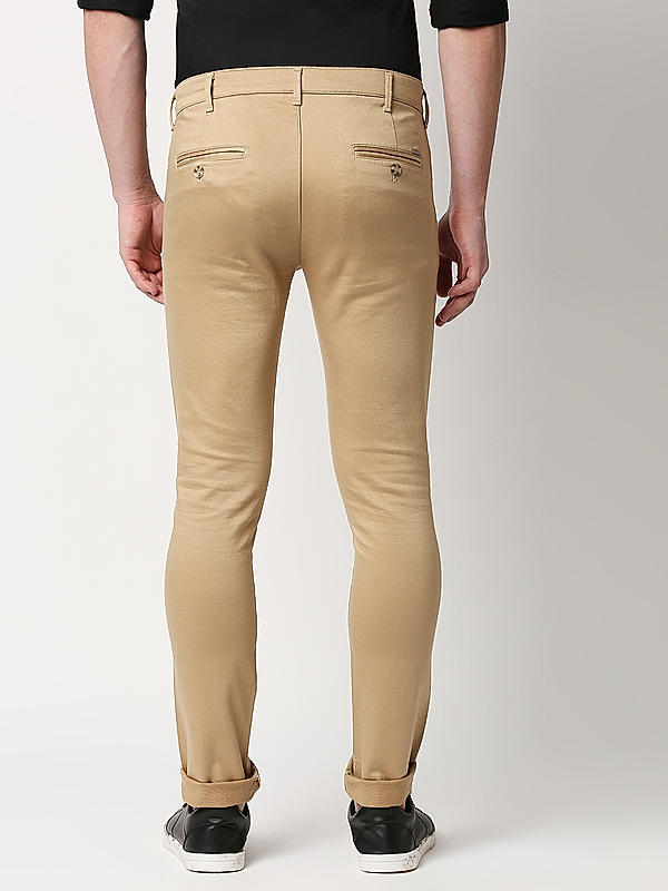 Killer Men Khaki Solid Slim Fit Trousers