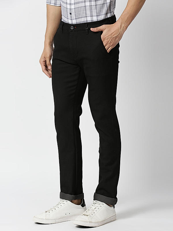 Killer Men Black Solid Slim Fit Trousers