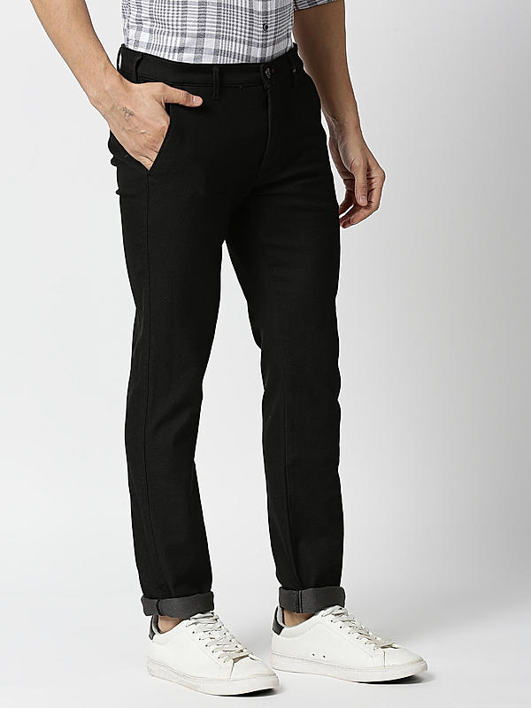 Killer Men Black Solid Slim Fit Trousers