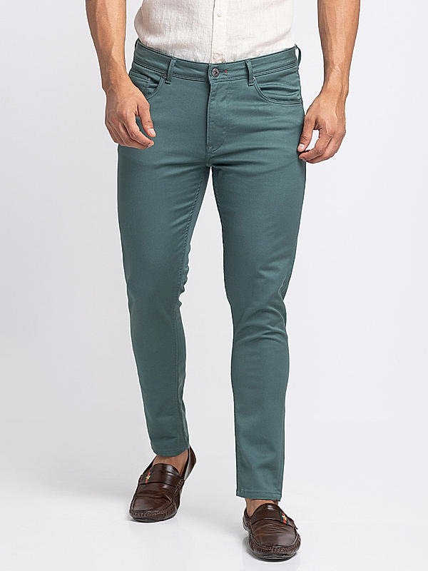 Killer Men Green Solid Ankle Fit Pants