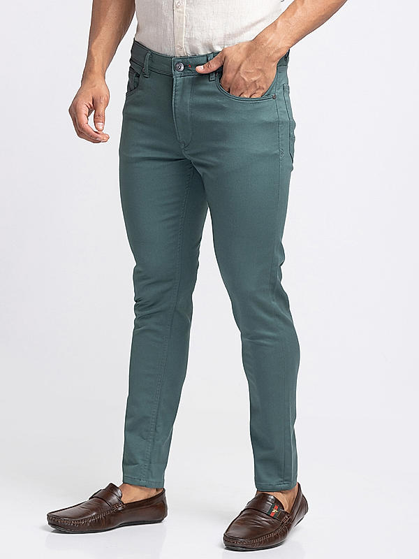 Killer Men Green Solid Ankle Fit Pants