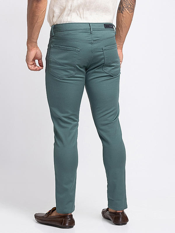 Killer Men Green Solid Ankle Fit Pants