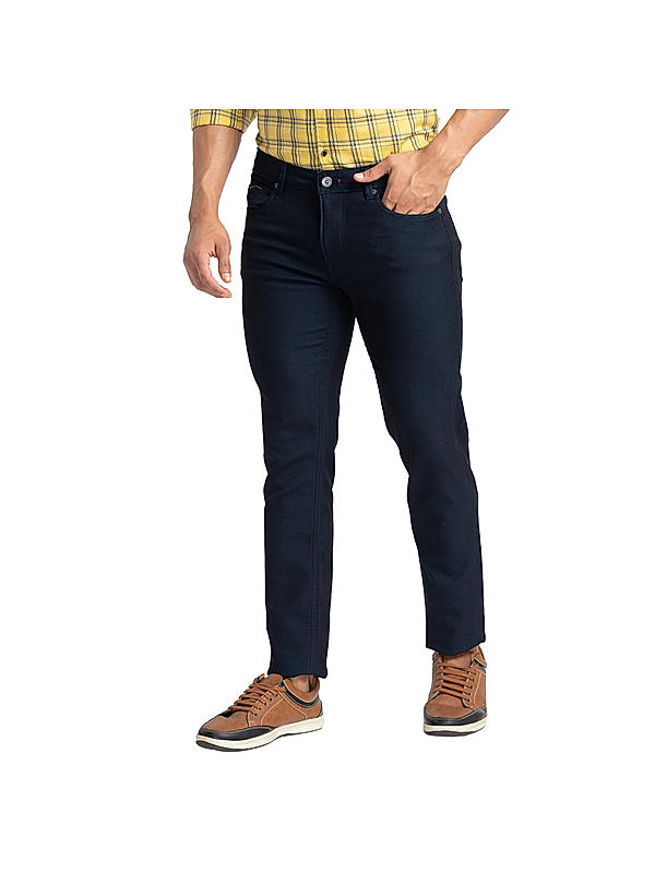 Killer Men Navy Blue Solid Slim Fit Pants