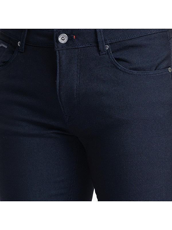 Killer Men Navy Blue Solid Slim Fit Pants