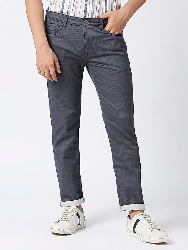 Killer Men Navy Blue Solid Slim Fit Pants