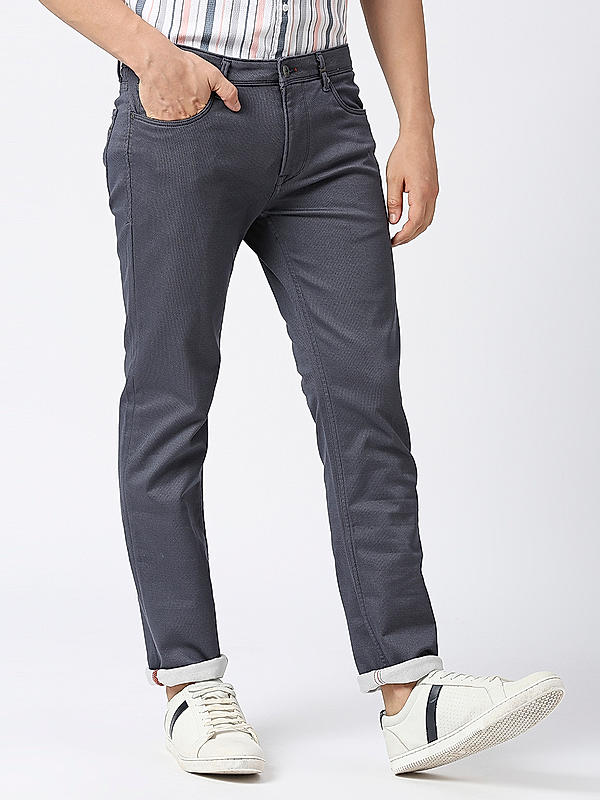 Killer Men Navy Blue Solid Slim Fit Pants