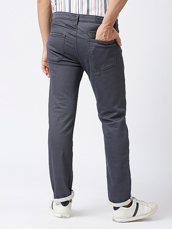 Killer Men Navy Blue Solid Slim Fit Pants