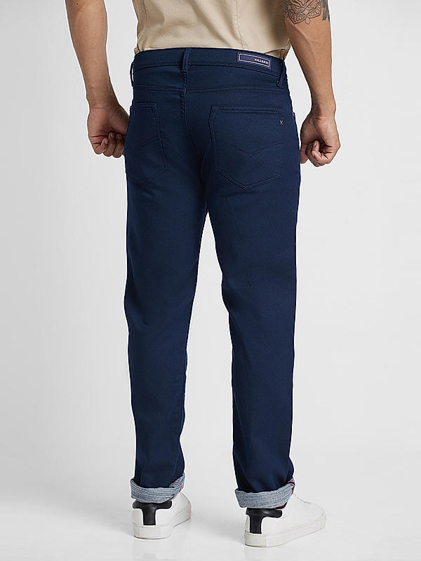 Killer Men Navy Blue Solid Slim Fit Pants