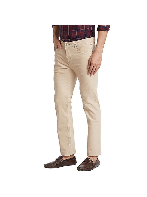 Killer Men Cream Solid Slim Fit Pants