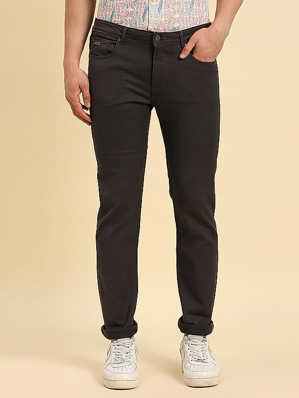 Killer Men Dark Grey Solid Slim Fit Pants