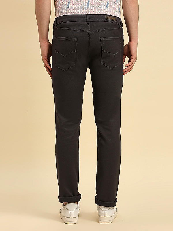 Killer Men Dark Grey Solid Slim Fit Pants