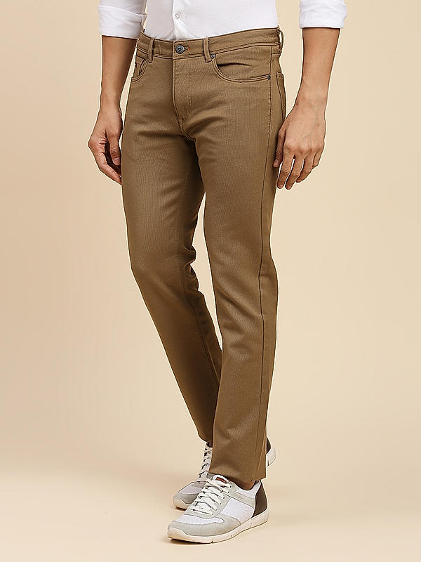 Killer Men Khaki Solid Slim Fit Pants