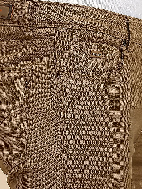 Killer Men Khaki Solid Slim Fit Pants