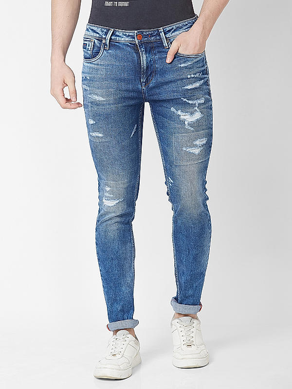 Killer Men Blue Solid Skiny Fit Jeans