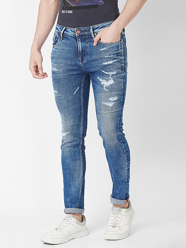 Killer Men Blue Solid Skiny Fit Jeans