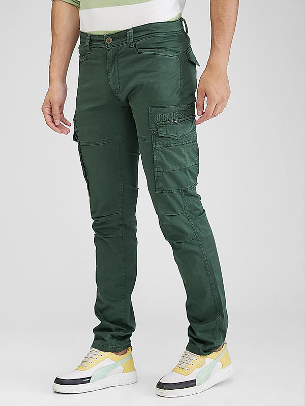 Killer Men Olive Solid Regular Fit Cargo