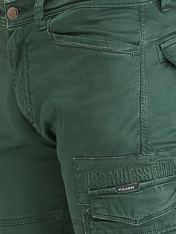 Killer Men Olive Solid Regular Fit Cargo