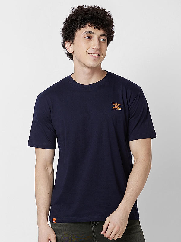 Killer Men Navy Blue Regular Fit Printed T-Shirts