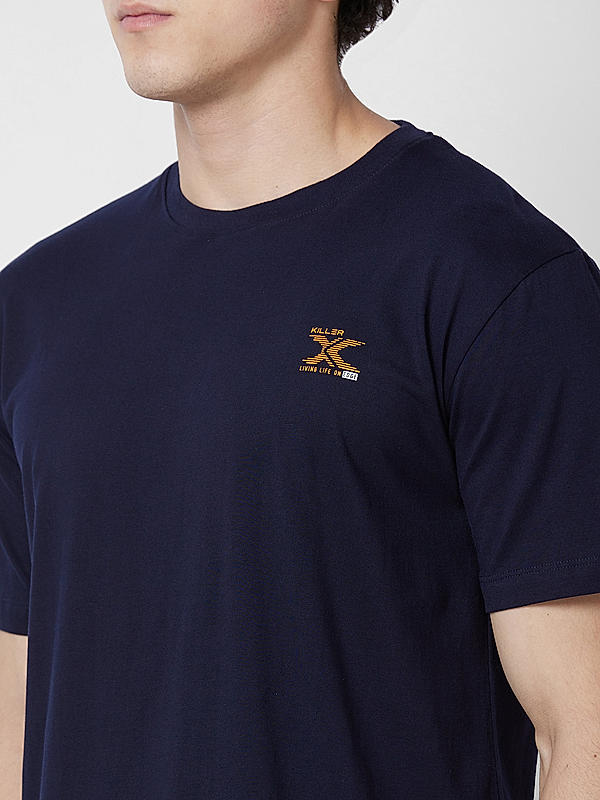 Killer Men Navy Blue Regular Fit Printed T-Shirts