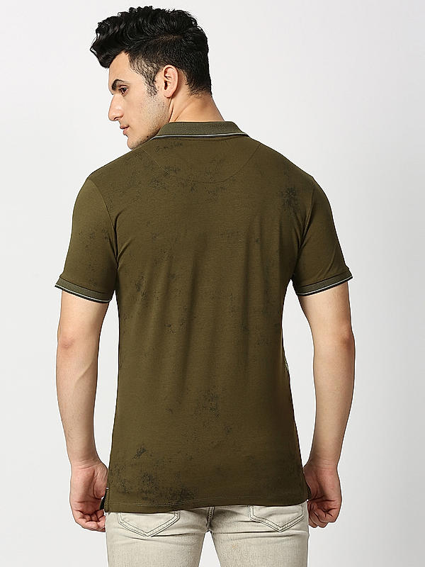 Killer Men Olive Regular Fit Printed T-Shirts