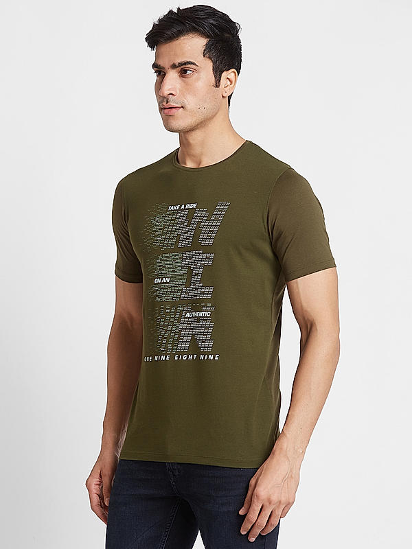 Killer Men Olive Regular Fit Printed T-Shirts