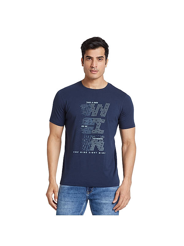 Killer Men Blue Grey Regular Fit Printed T-Shirts