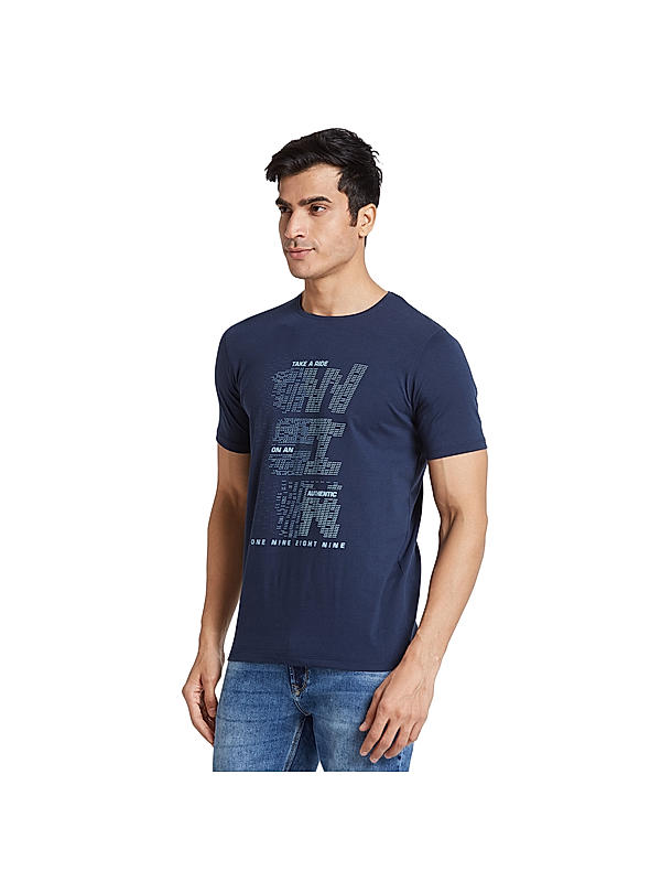 Killer Men Blue Grey Regular Fit Printed T-Shirts