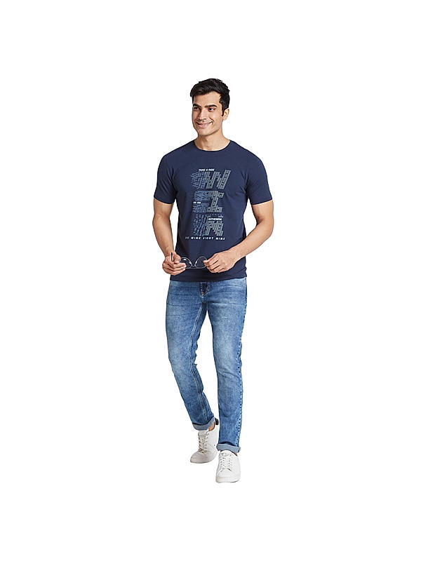 Killer Men Blue Grey Regular Fit Printed T-Shirts