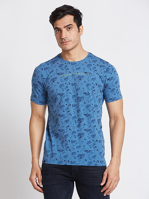 Killer Men Blue Regular Fit Printed T-Shirts