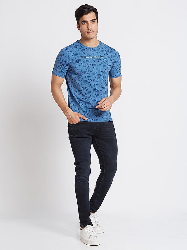 Killer Men Blue Regular Fit Printed T-Shirts