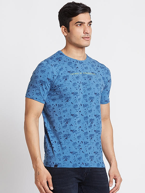 Killer Men Blue Regular Fit Printed T-Shirts