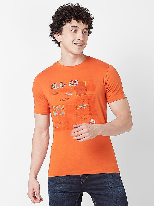 Killer Men Rust Regular Fit Printed T-Shirts