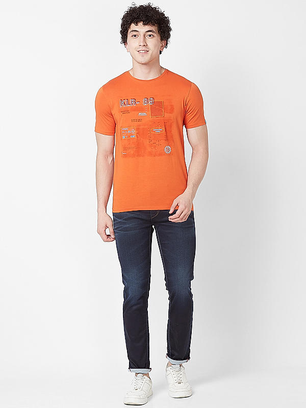 Killer Men Rust Regular Fit Printed T-Shirts