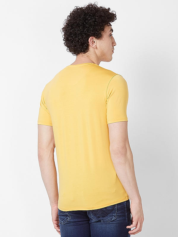 Killer Men Mustard Regular Fit Printed T-Shirts