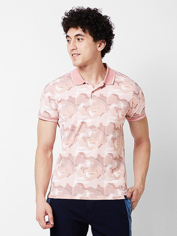 Killer Men Peach Regular Fit Printed T-Shirts