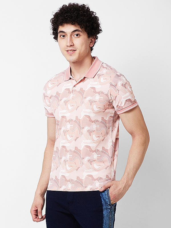 Killer Men Peach Regular Fit Printed T-Shirts