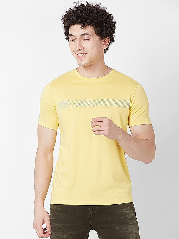 Killer Men Mustard Regular Fit Printed T-Shirts