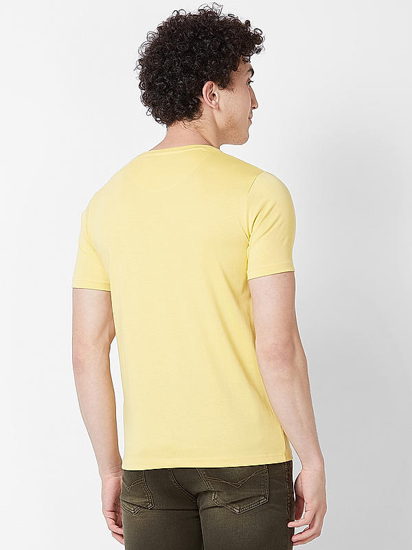 Killer Men Mustard Regular Fit Printed T-Shirts