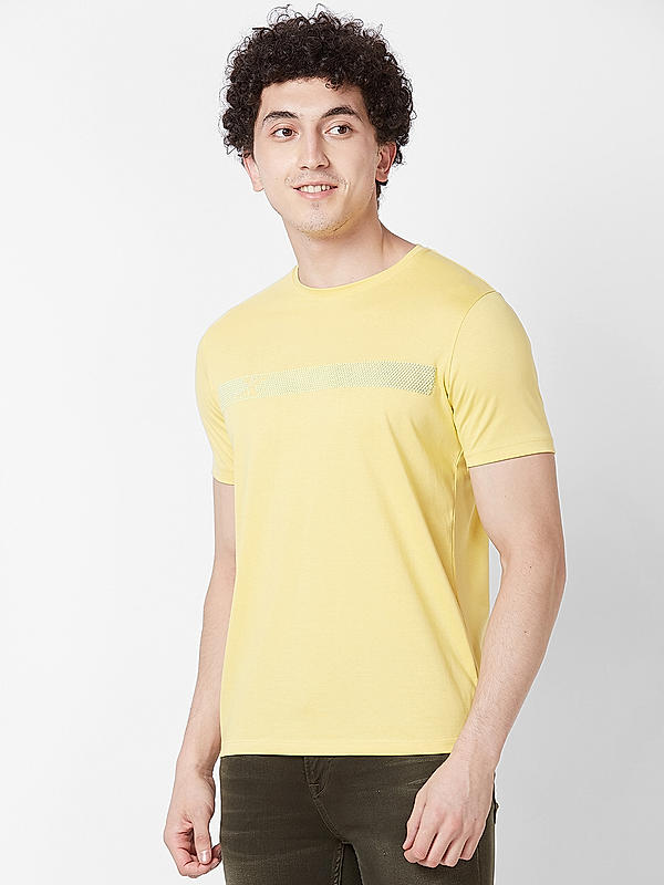 Killer Men Mustard Regular Fit Printed T-Shirts